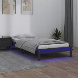 LED рамка за легло сива 90x190 см 3FT Single масивна дървесина