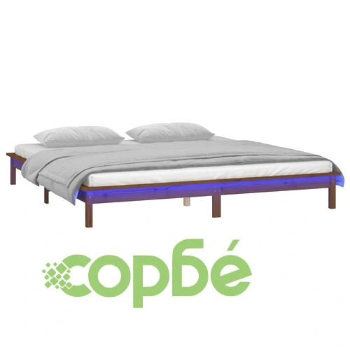 LED легло меденокафяво 120x190 см Small Double масивно дърво ➤ топ цена ➤ sorbe.bg