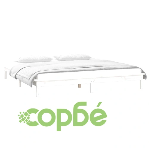 LED рамка за легло бяло 135x190 см Double масивно дърво ➤ топ цена ➤ sorbe.bg