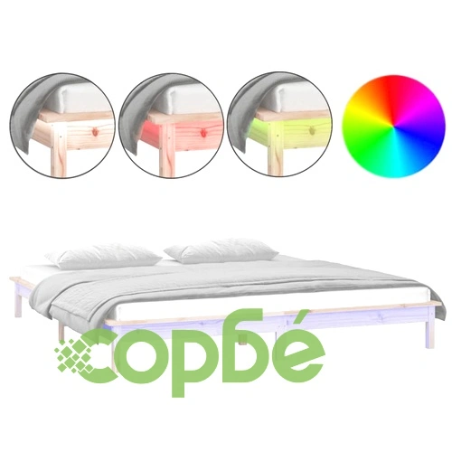 LED рамка за легло 140x190 см масивно дърво ➤ топ цена ➤ sorbe.bg