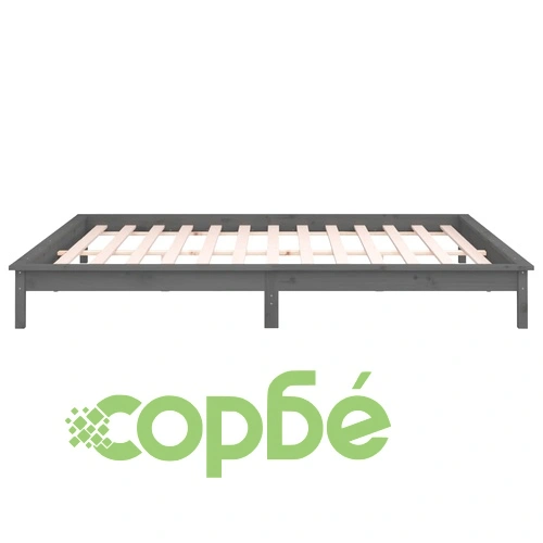 LED рамка за легло сива 140x190 см масивно дърво ➤ топ цена ➤ sorbe.bg