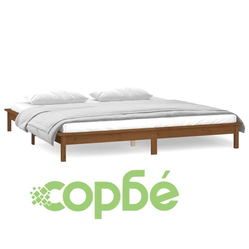 LED рамка за легло меденокафява 140x190 см масивно дърво ➤ топ цена ➤ sorbe.bg