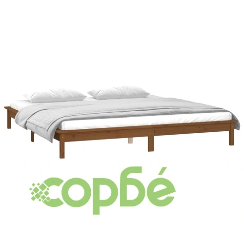 LED рамка за легло меденокафява 140x190 см масивно дърво ➤ топ цена ➤ sorbe.bg