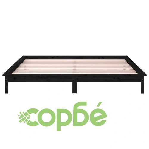 LED рамка за легло черна 140x190 см масивно дърво ➤ топ цена ➤ sorbe.bg