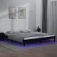 LED рамка за легло черна 140x190 см масивно дърво