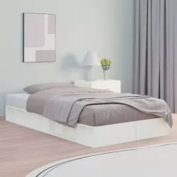 Рамка за легло, бяло, 100x200 см, масивно дърво