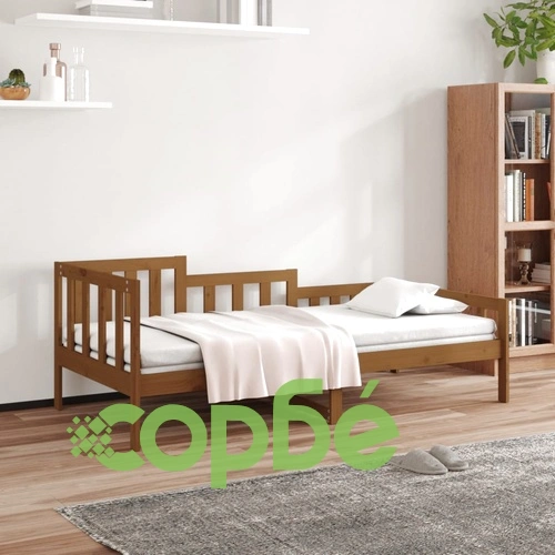 Дневно легло, меденокафяво, борово дърво масив, 90x200 см ➤ топ цена ➤ sorbe.bg