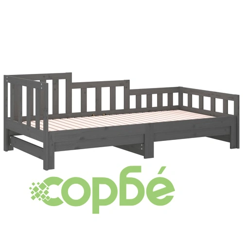Разтегателно дневно легло, без матрак, сиво, 2x(90x200) см ➤ топ цена ➤ sorbe.bg