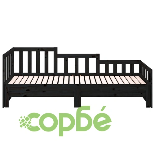 Разтегателно дневно легло, без матрак, черно, 2x(90x200) см ➤ топ цена ➤ sorbe.bg