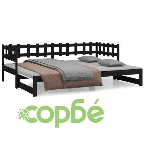 Разтегателно дневно легло, без матрак, черно, 2x(90x200) см ➤ топ цена ➤ sorbe.bg