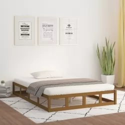 Рамка за легло, меденокафява, масивно дърво, 200x200 см