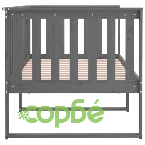 Дневно легло, сиво, борово дърво масив, 90x200 см ➤ топ цена ➤ sorbe.bg