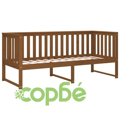 Дневно легло, меденокафяво, 80x200 см, борово дърво масив ➤ топ цена ➤ sorbe.bg