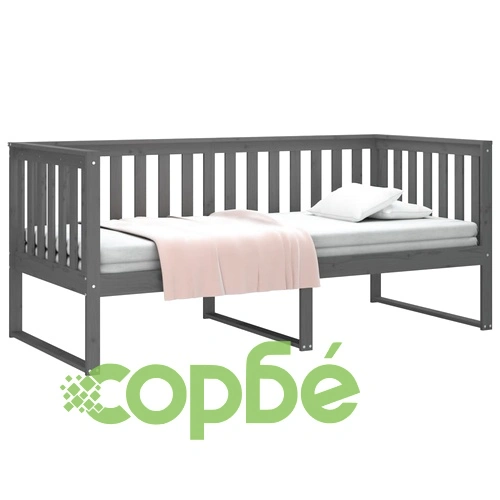 Дневно легло Сиво 100x200 см масивно борово дърво ➤ топ цена ➤ sorbe.bg