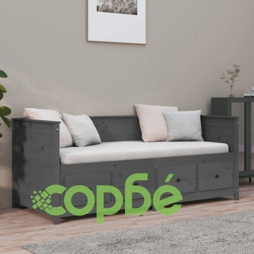 Дневно легло Сиво 100x200 см масивно борово дърво ➤ топ цена ➤ sorbe.bg