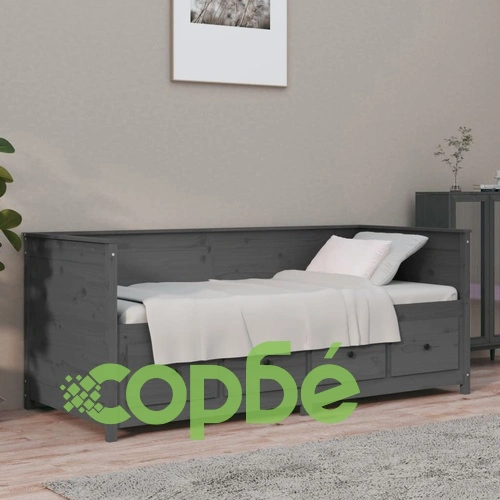 Дневно легло Сиво 100x200 см масивно борово дърво ➤ топ цена ➤ sorbe.bg