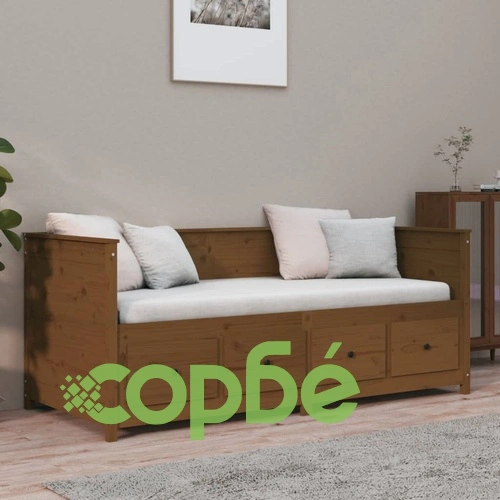 Дневно легло, меденокафяво, борово дърво масив, 100x200 см ➤ топ цена ➤ sorbe.bg