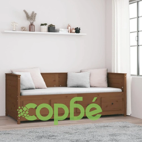 Дневно легло, меденокафяво, борово дърво масив, 90x200 см ➤ топ цена ➤ sorbe.bg