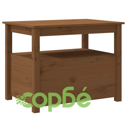 Кафе маса, меденокафява, 71x49x55 см, борово дърво масив ➤ топ цена ➤ sorbe.bg