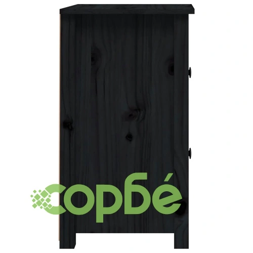 Нощно шкафче, черно, 40x35x61,5 см, борово дърво масив ➤ топ цена ➤ sorbe.bg