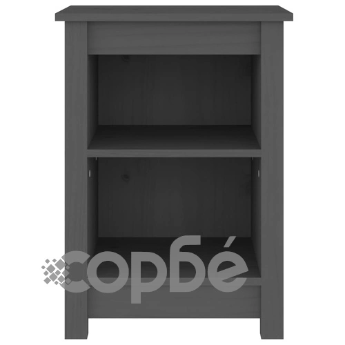 Нощно шкафче, сиво, 40x35x55 см, борово дърво масив ➤ топ цена ➤ sorbe.bg