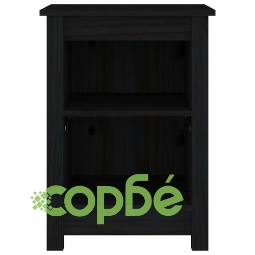 Нощно шкафче, черно, 40x35x55 см, борово дърво масив ➤ топ цена ➤ sorbe.bg