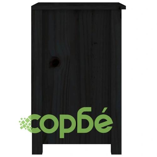 Нощно шкафче, черно, 40x35x55 см, борово дърво масив ➤ топ цена ➤ sorbe.bg
