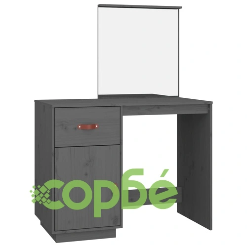 Тоалетка, сива, 95x50x134 см, борово дърво масив ➤ топ цена ➤ sorbe.bg