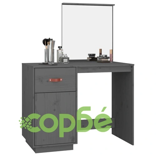 Тоалетка, сива, 95x50x134 см, борово дърво масив ➤ топ цена ➤ sorbe.bg