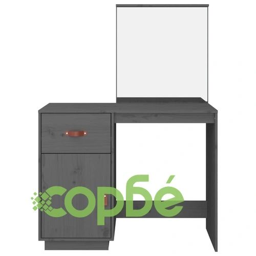 Тоалетка, сива, 95x50x134 см, борово дърво масив ➤ топ цена ➤ sorbe.bg