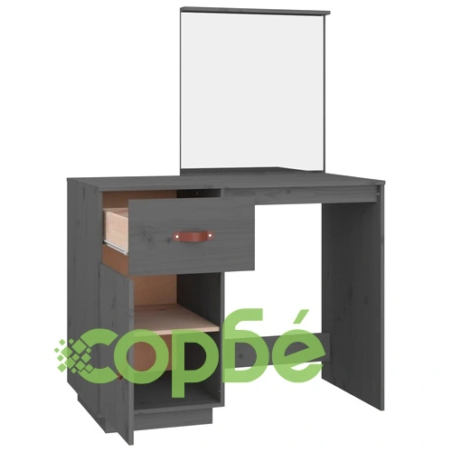 Тоалетка, сива, 95x50x134 см, борово дърво масив ➤ топ цена ➤ sorbe.bg