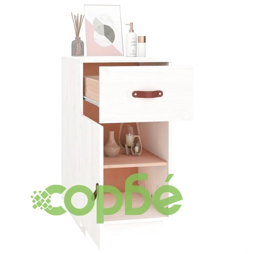 Шкаф за бюро, Бял, 40x50x75 см, борово дърво масив ➤ топ цена ➤ sorbe.bg