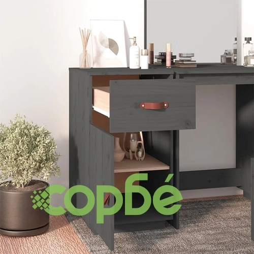 Шкаф за бюро, сив, 40x50x75 см, бор масив ➤ топ цена ➤ sorbe.bg