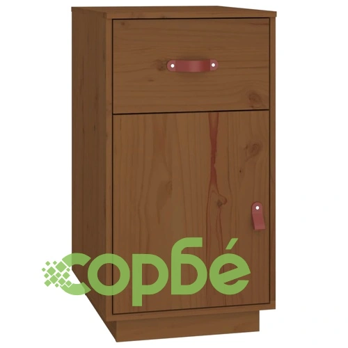 Шкаф за бюро, меденокафяв, 40x50x75 см, борово дърво масив ➤ топ цена ➤ sorbe.bg