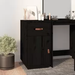 Шкаф за бюро, Черен, 40x50x75 см, борово дърво масив