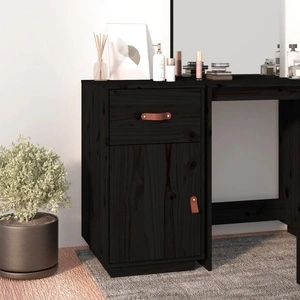 Шкаф за бюро, черен, 40x50x75 см, инженерно дърво