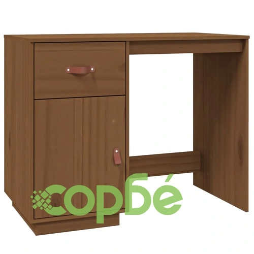 Бюро, меденокафяво, 95x50x75 см, борово дърво масив ➤ топ цена ➤ sorbe.bg
