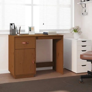 Бюро, меденокафяво, 95x50x75 см, борово дърво масив