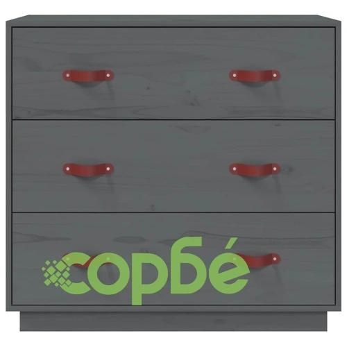 Сайдборд, сив, 80x40x75 см, бор масив ➤ топ цена ➤ sorbe.bg