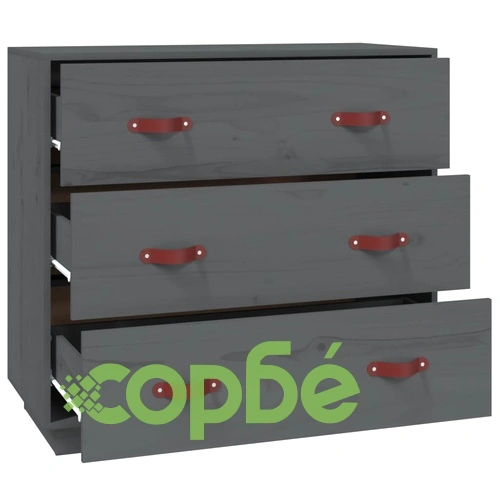 Сайдборд, сив, 80x40x75 см, бор масив ➤ топ цена ➤ sorbe.bg