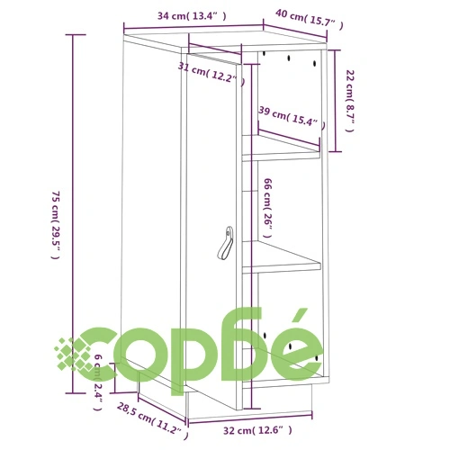 Сайдборд, 34x40x75 см, бор масив ➤ топ цена ➤ sorbe.bg