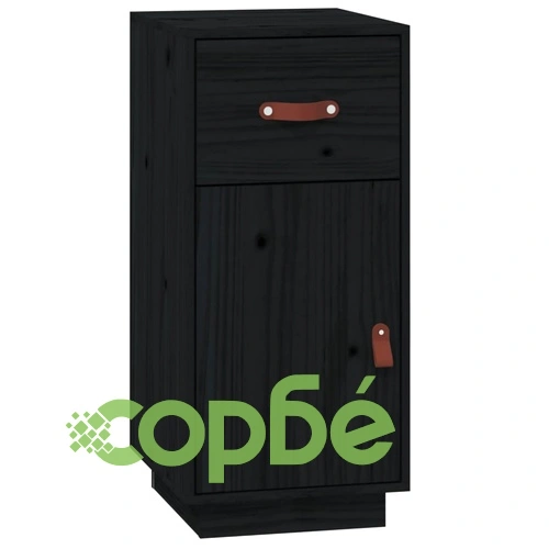 Сайдборд, черен, 34x40x75 см, бор масив ➤ топ цена ➤ sorbe.bg