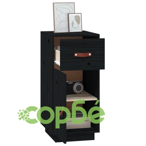 Сайдборд, черен, 34x40x75 см, бор масив ➤ топ цена ➤ sorbe.bg