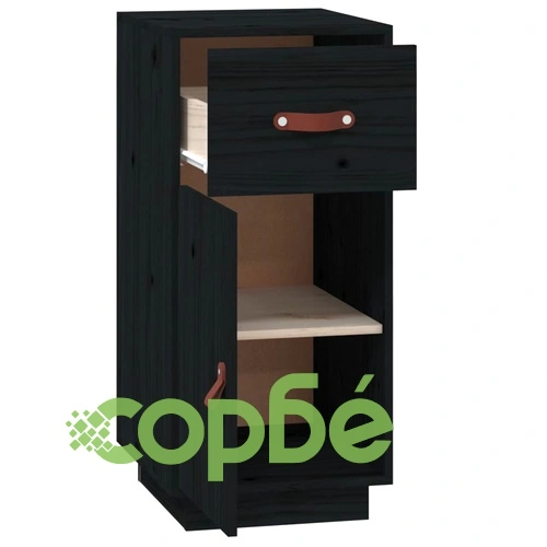 Сайдборд, черен, 34x40x75 см, бор масив ➤ топ цена ➤ sorbe.bg