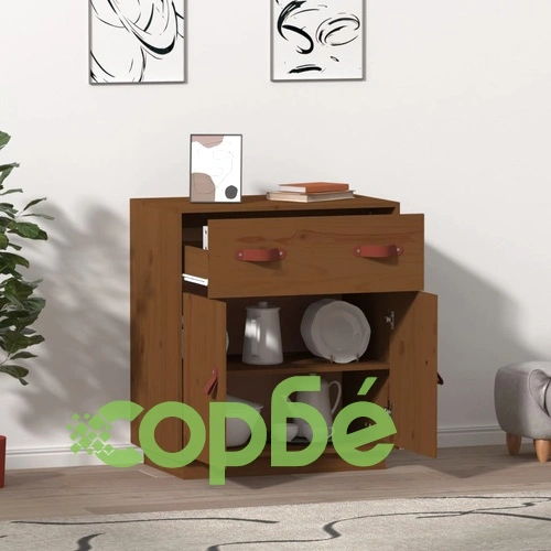 Сайдборд, меденокафяв, 65,5x40x75 см, бор масив ➤ топ цена ➤ sorbe.bg