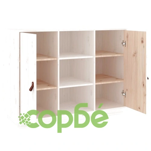 Сайдборд, бял, 100x40x75 см, бор масив ➤ топ цена ➤ sorbe.bg