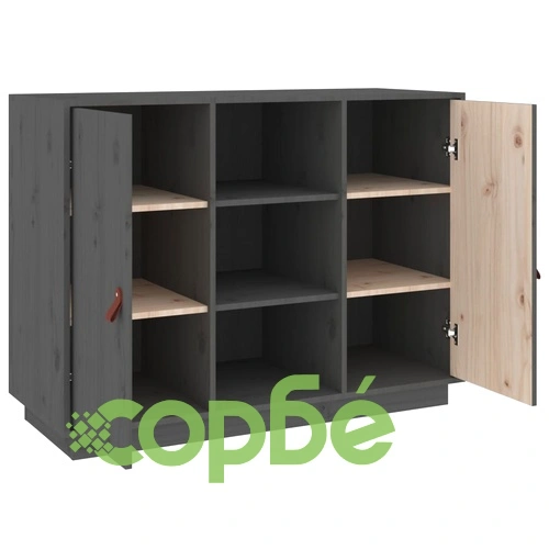 Сайдборд, сив, 100x40x75 см, бор масив ➤ топ цена ➤ sorbe.bg