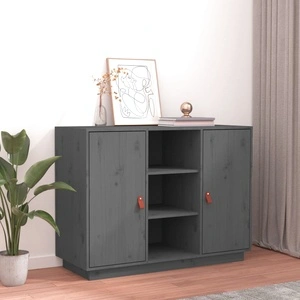 Сайдборд, сив, 100x40x75 см, бор масив