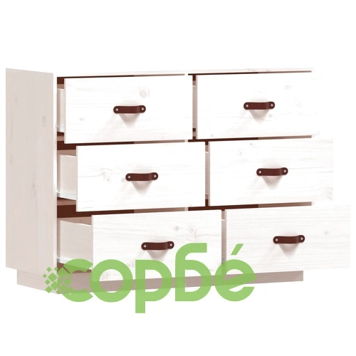 Сайдборд, бял, 100x40x75 см, бор масив ➤ топ цена ➤ sorbe.bg