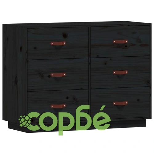 Сайдборд, черен, 100x40x75 см, бор масив ➤ топ цена ➤ sorbe.bg